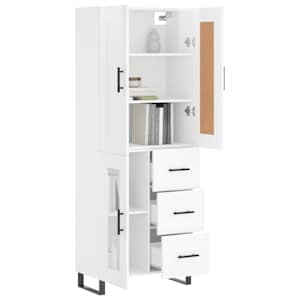 vidaXL Visoka komoda visok sijaj bela 69,5x34x180 cm inženirski les