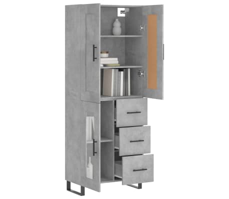 vidaXL k&otilde;rge kapp, betoonhall, 69,5 x 34 x 180 cm,tehispuit