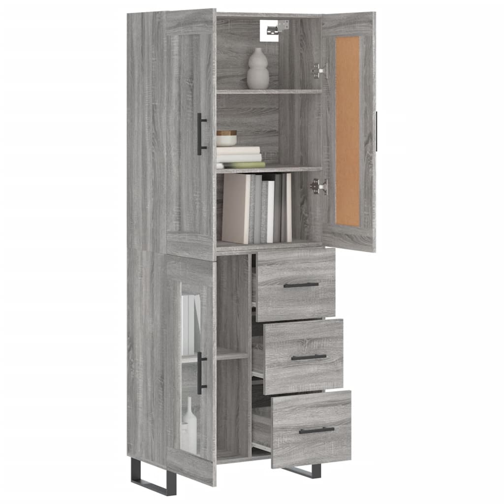 vidaXL Highboard Grau Sonoma 69,5x34x180 cm Holzwerkstoff