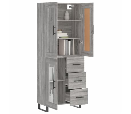 vidaXL Highboard Grau Sonoma 69,5x34x180 cm Holzwerkstoff