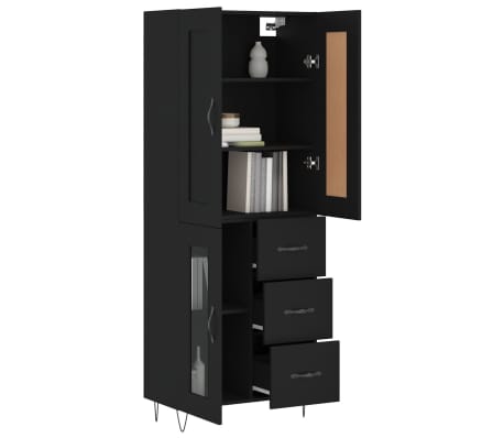 vidaXL Arm&aacute;rio alto 69,5x34x180 cm derivados de madeira preto