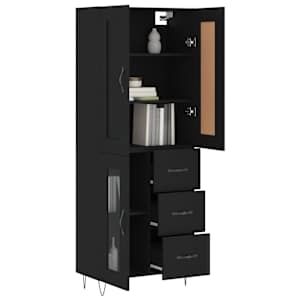 vidaXL Arm&aacute;rio alto 69,5x34x180 cm derivados de madeira preto