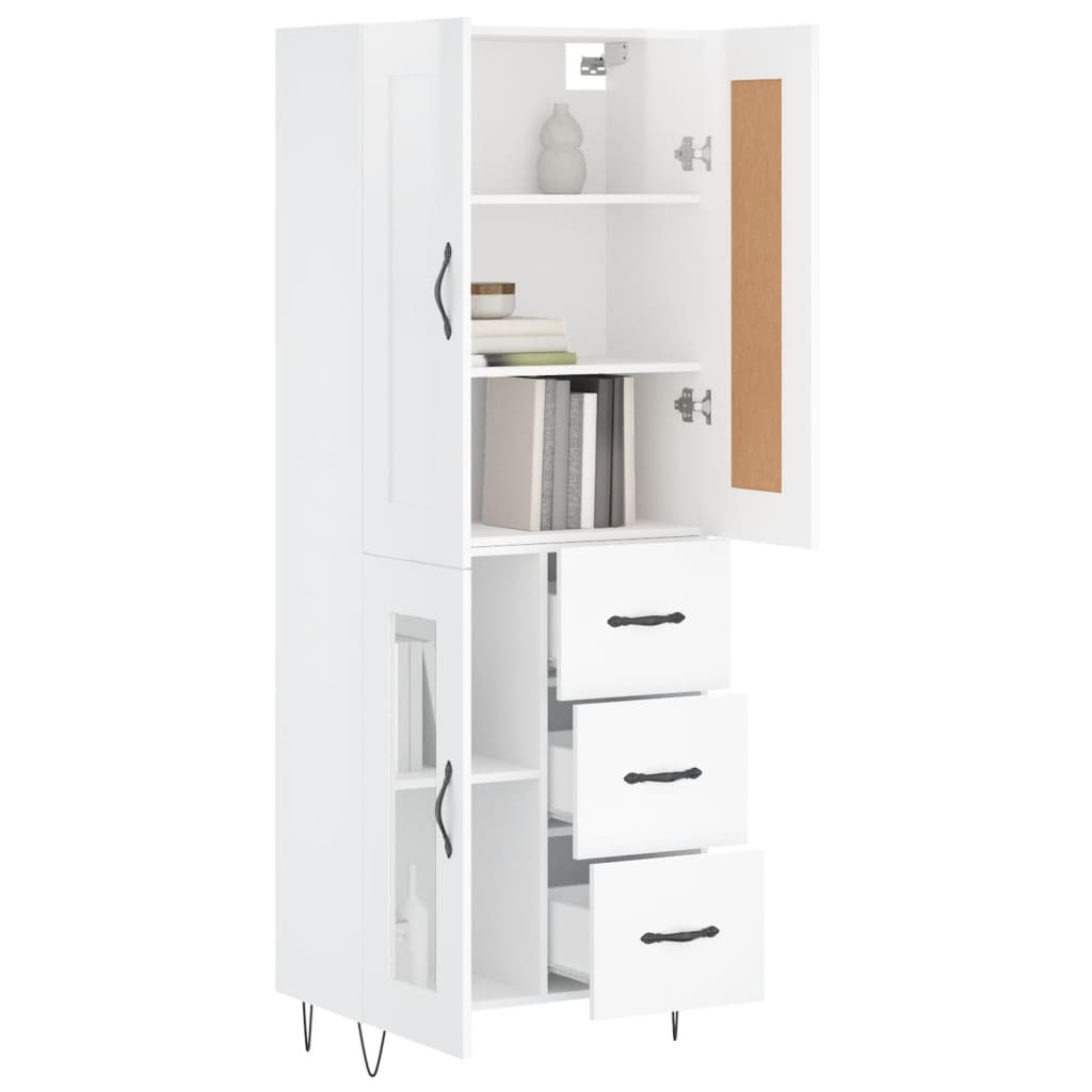 vidaXL Highboard High Gloss White 69.5x34x180 cm Engineered Wood