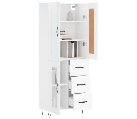 vidaXL Highboard High Gloss White 69.5x34x180 cm Engineered Wood