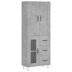 Skříň highboard betonově šedá 69,5x34x180 cm kompozitní dřevo - obrázek 2