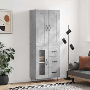 Skříň highboard betonově šedá 69,5x34x180 cm kompozitní dřevo
