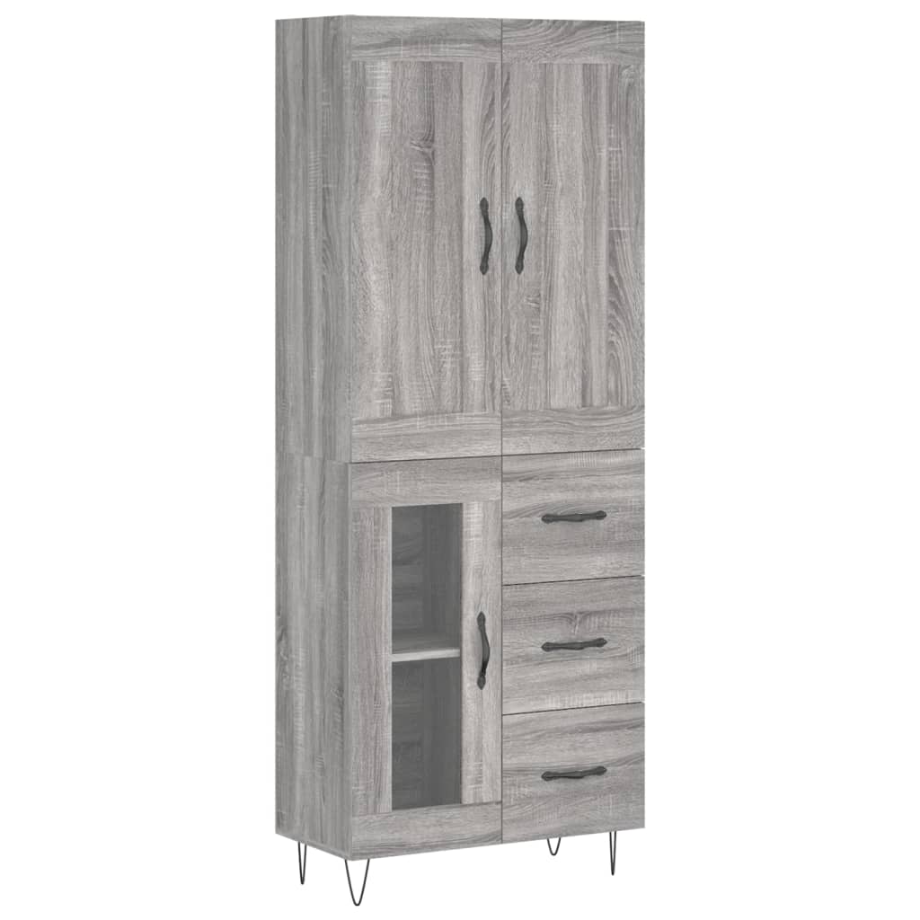 vidaXL Skříň highboard šedá sonoma 69,5 x 34 x 180 cm kompozitní dřevo
