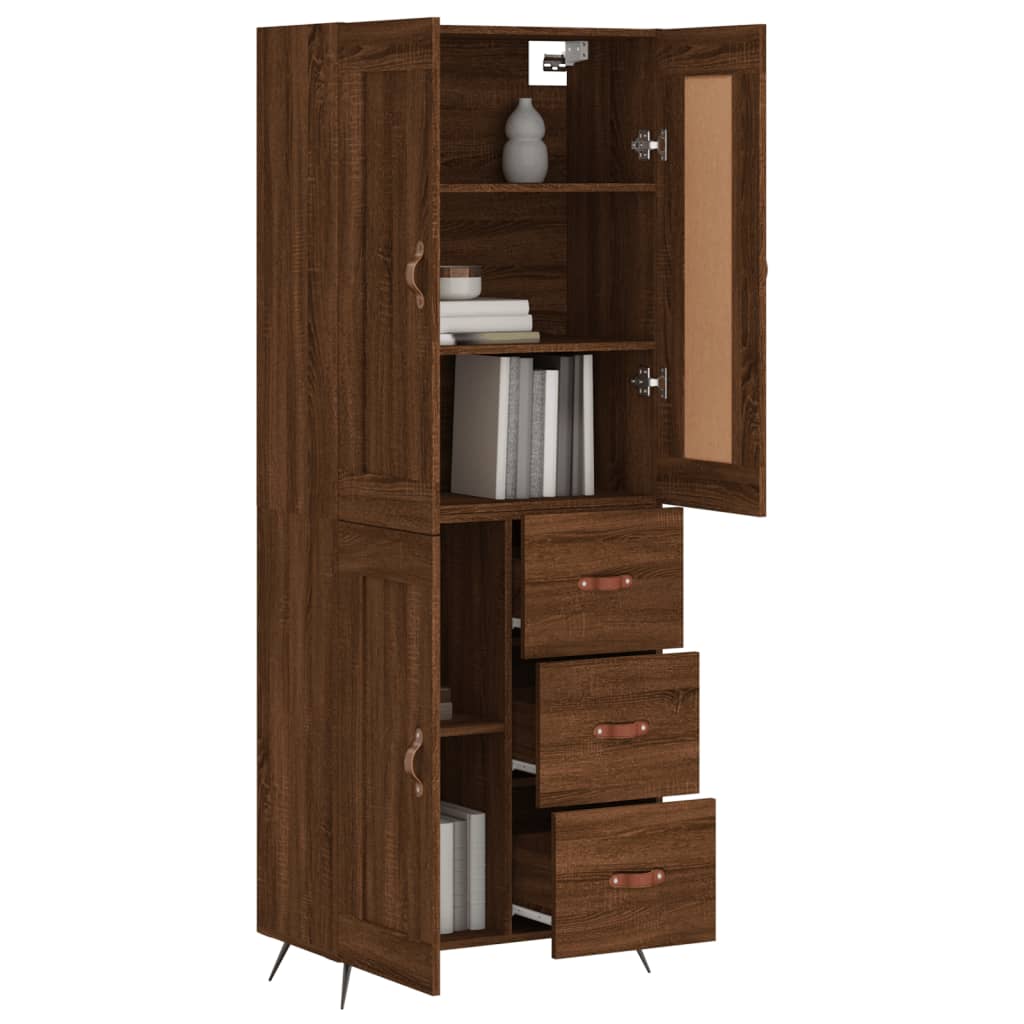 vidaXL Skříň highboard hnědý dub 69,5 x 34 x 180 cm kompozitní dřevo