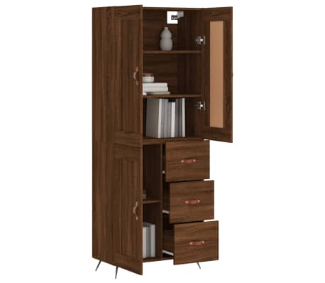 vidaXL Highboard Brown Oak 69.5x34x180 cm Engineered Wood