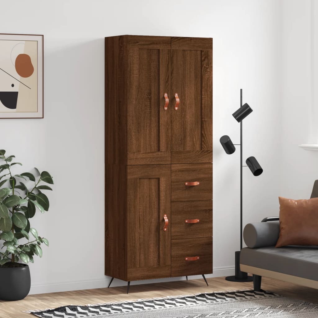 Skříň highboard hnědý dub 69,5 x 34 x 180 cm kompozitní dřevo