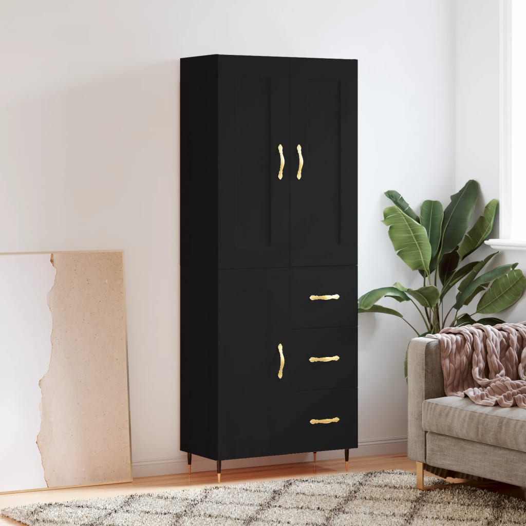 Skříň highboard černá 69,5 x 34 x 180 cm kompozitní dřevo