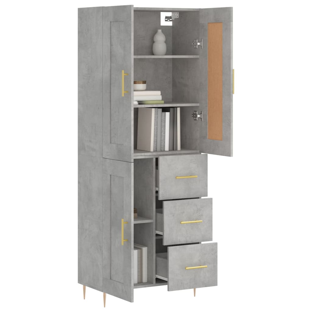 vidaXL Highboard Betongrau 69,5x34x180 cm Holzwerkstoff