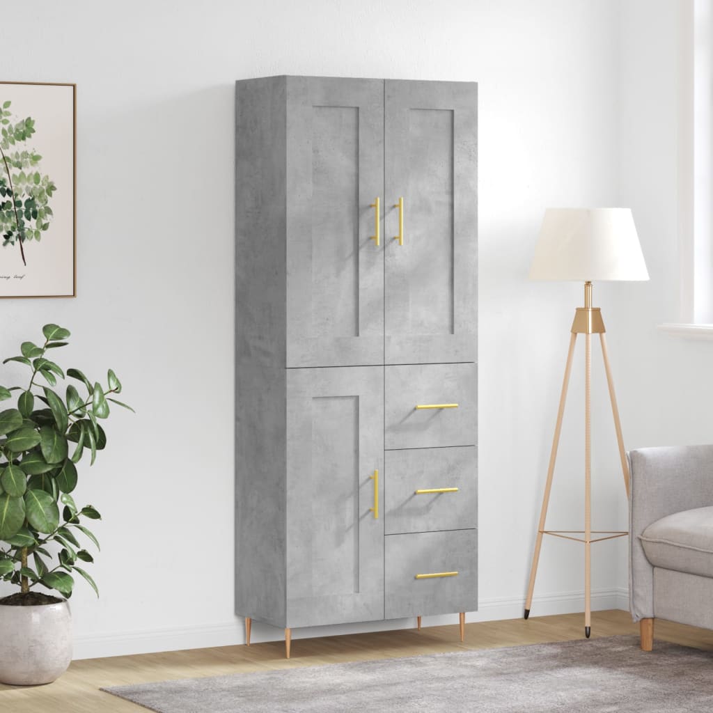 vidaXL Dulap înalt, gri beton, 69,5x34x180, lemn compozit