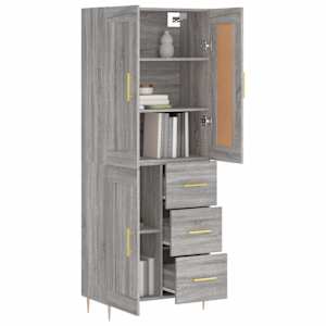 vidaXL Buffet haut Sonoma gris 69,5x34x180 cm Bois d'ing&eacute;nierie