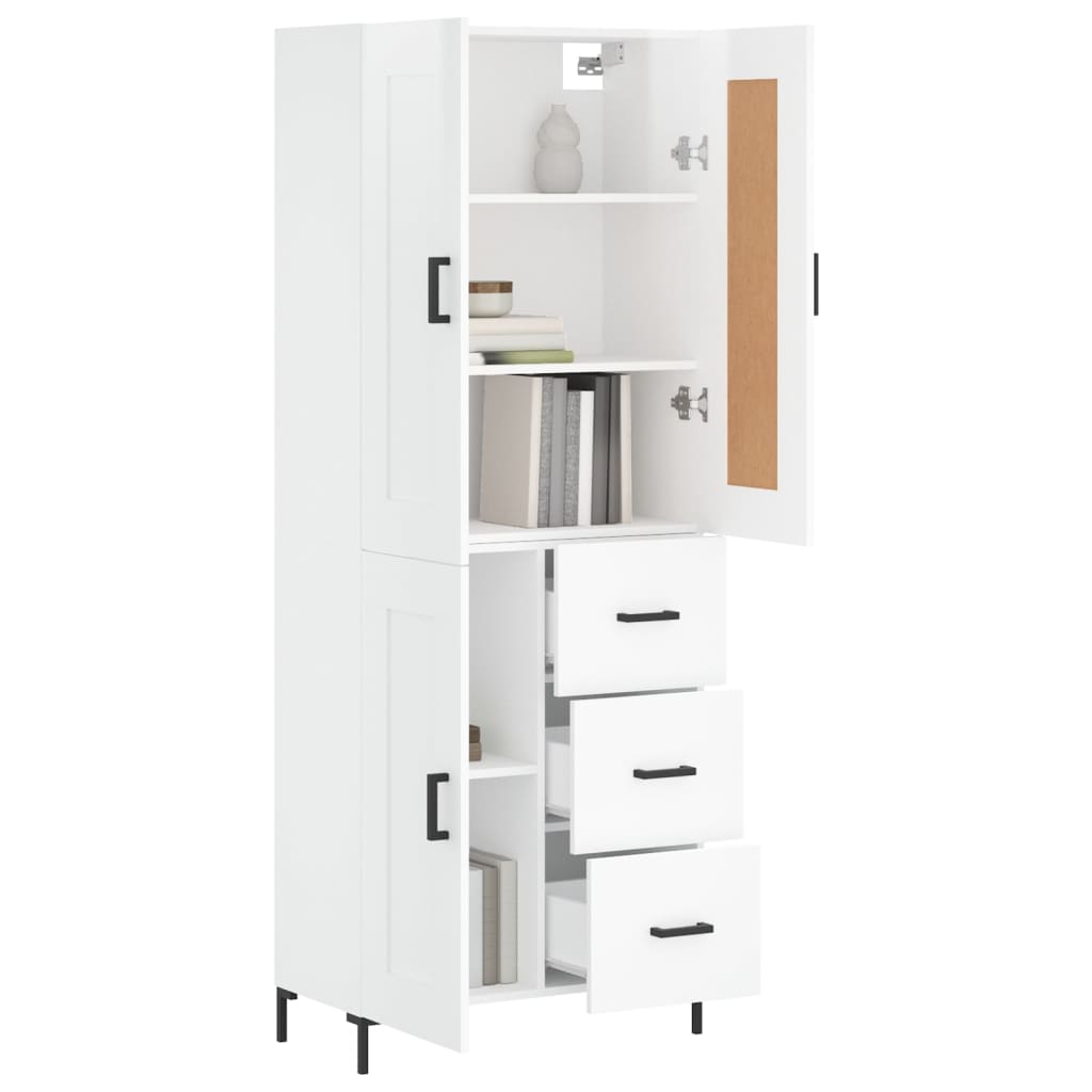 vidaXL Komoda, baltos spalvos, 69,5x34x180cm, apdirbta mediena, blizgi