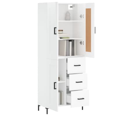 vidaXL Komoda, baltos spalvos, 69,5x34x180cm, apdirbta mediena, blizgi