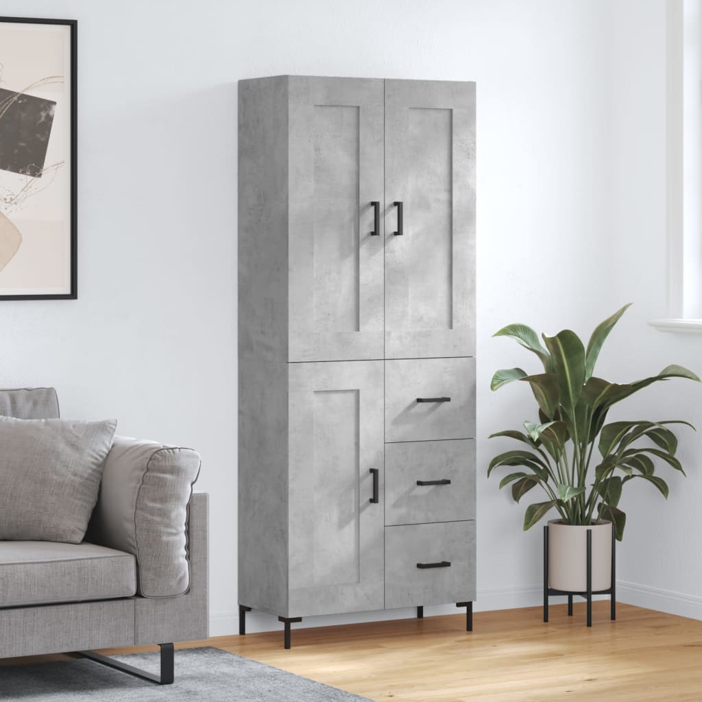 Skříň highboard betonově šedá 69,5x34x180 cm kompozitní dřevo