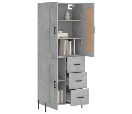 vidaXL Highboard Concrete Grey 69.5x34x180 cm Engineered Wood