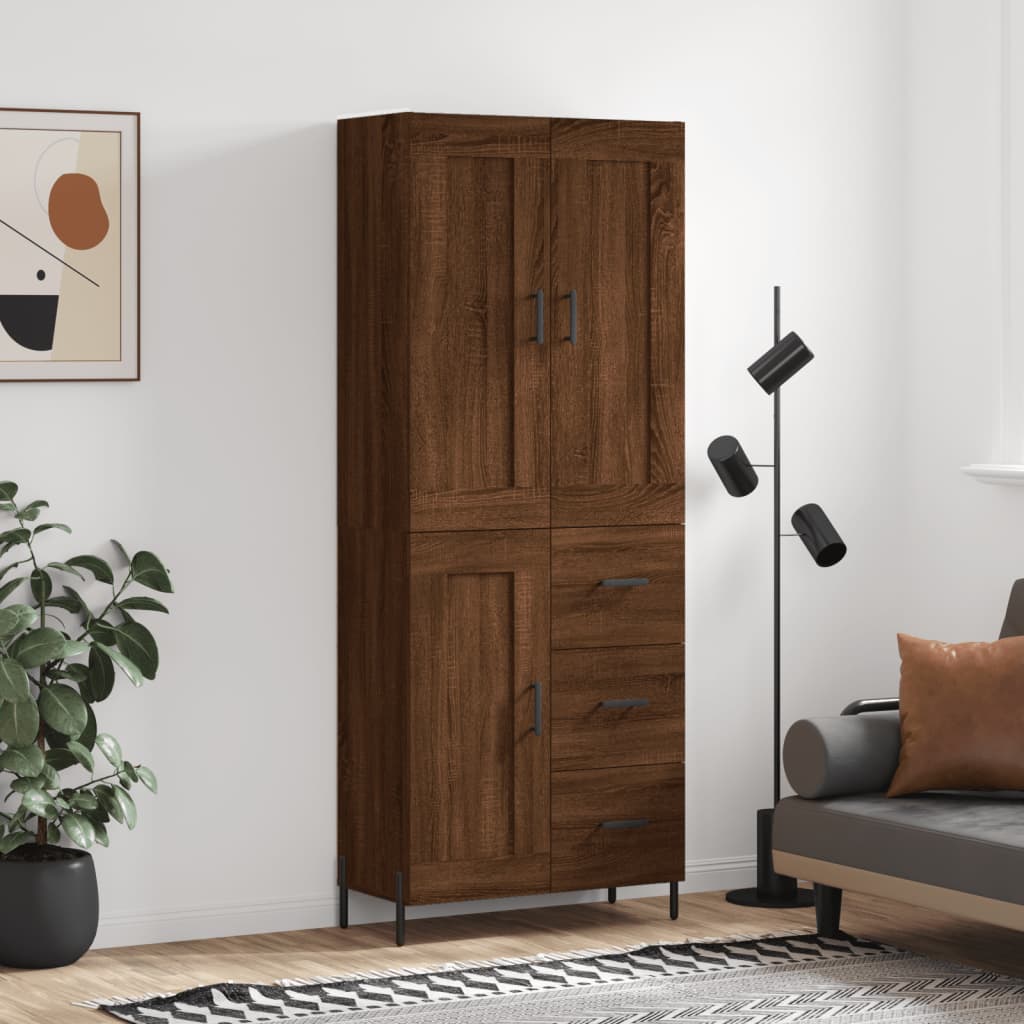 Skříň highboard hnědý dub 69,5 x 34 x 180 cm kompozitní dřevo