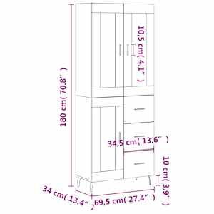 Skříň highboard dub sonoma 69,5 x 34 x 180 cm kompozitní dřevo - obrázek 14