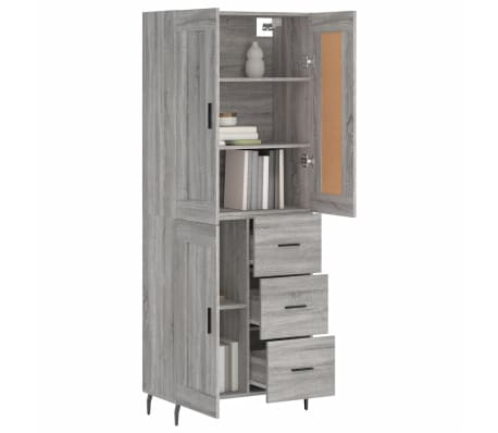 vidaXL Highboard Grey Sonoma 69.5x34x180 cm Engineered Wood