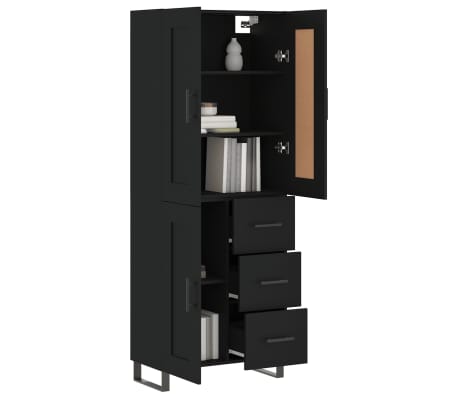 vidaXL Dulap înalt, negru, 69,5x34x180 cm, lemn compozit