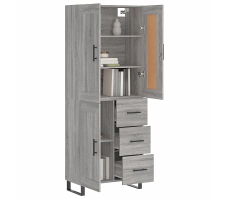 vidaXL Dulap &icirc;nalt, gri sonoma, 69,5x34x180 cm, lemn compozit