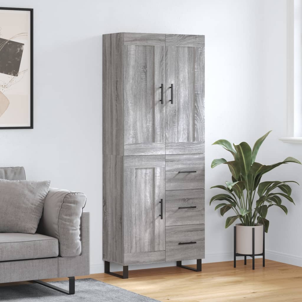vidaXL Dulap înalt, gri sonoma, 69,5x34x180 cm, lemn compozit