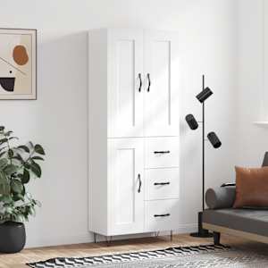 Visoka omara bela 69,5x34x180 cm inženirski les