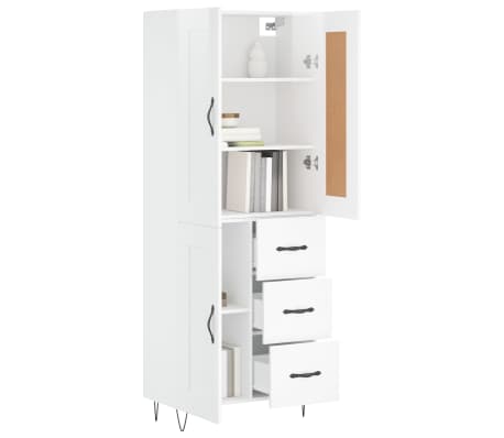 vidaXL Highboard High Gloss White 69.5x34x180 cm Engineered Wood