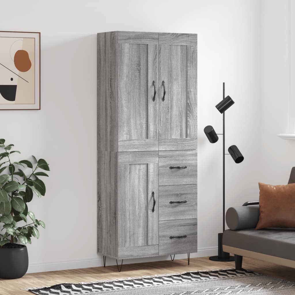vidaXL Dulap înalt, gri sonoma, 69,5x34x180 cm, lemn compozit