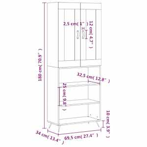 Skříň highboard bílá 69,5 x 34 x 180 cm kompozitní dřevo - obrázek 13