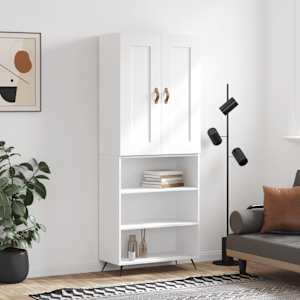 Skříň highboard bílá 69,5 x 34 x 180 cm kompozitní dřevo - obrázek 1