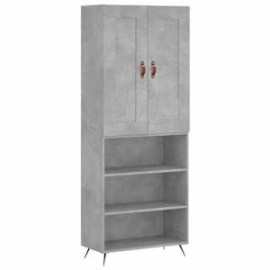 Skříň highboard betonově šedá 69,5x34x180 cm kompozitní dřevo - obrázek 2
