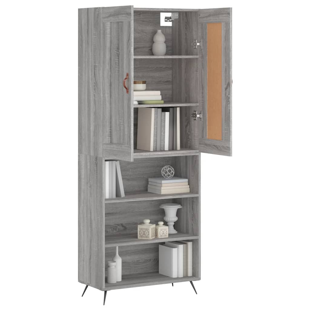 vidaXL Highboard Grey Sonoma 69.5x34x180 cm Engineered Wood