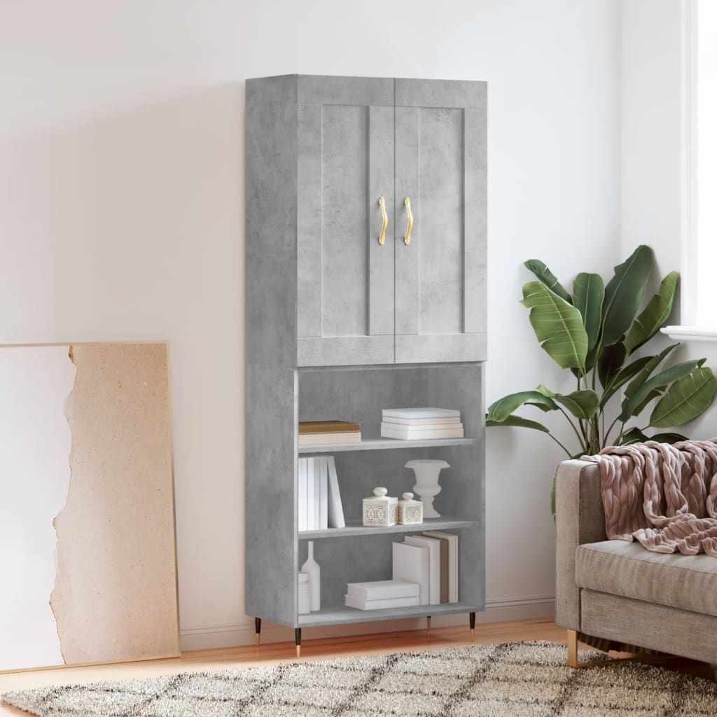 vidaXL Highboard Betongrau 69,5x34x180 cm Holzwerkstoff