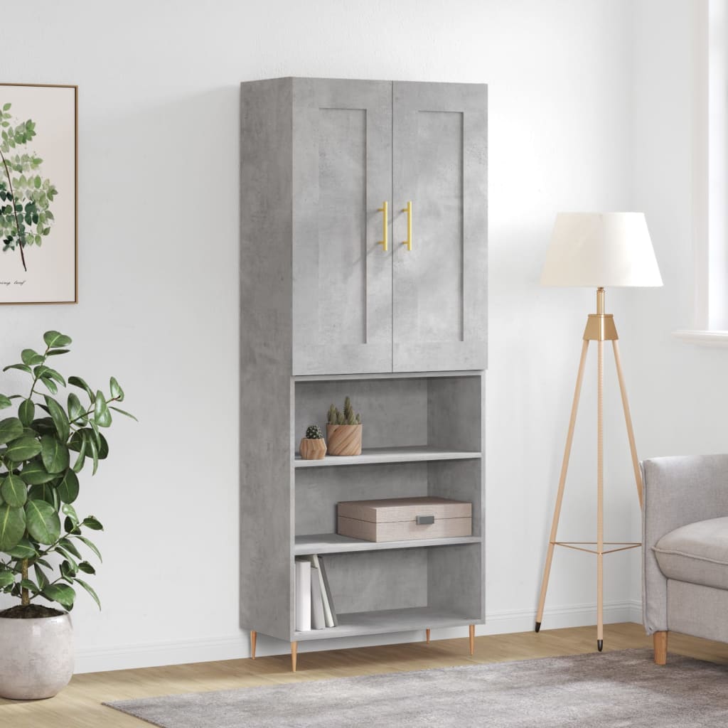 vidaXL Dulap înalt, gri beton, 69,5x34x180, lemn compozit
