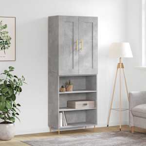 Skříň highboard betonově šedá 69,5x34x180 cm kompozitní dřevo - obrázek 1