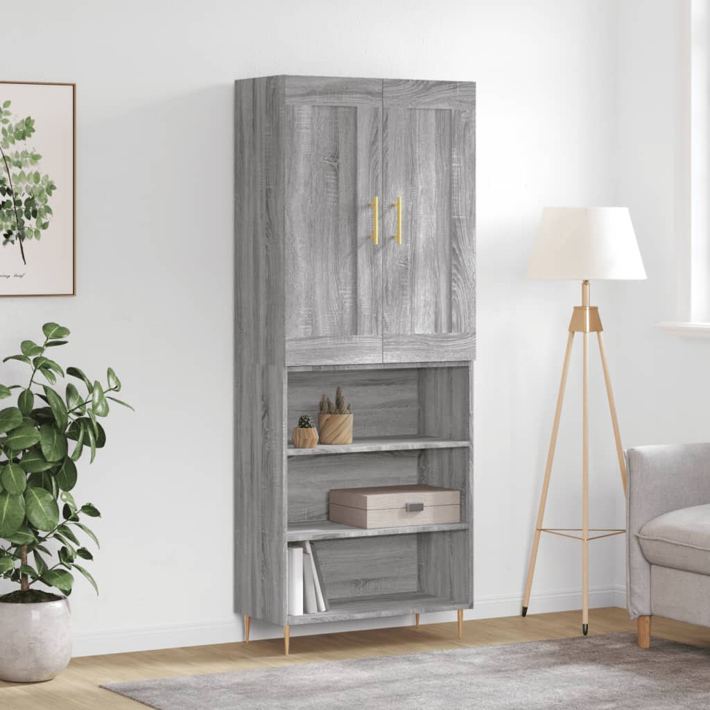 vidaXL Dulap înalt, gri sonoma, 69,5x34x180 cm, lemn compozit
