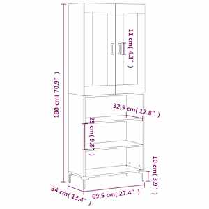 Skříň highboard betonově šedá 69,5x34x180 cm kompozitní dřevo - obrázek 13