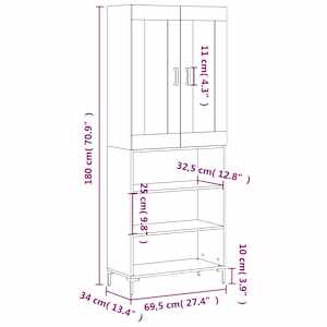 Skříň highboard šedá sonoma 69,5 x 34 x 180 cm kompozitní dřevo - obrázek 13