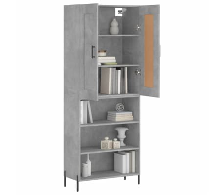 vidaXL Highboard betonggr&aring; 69,5x34x180 cm konstruert tre