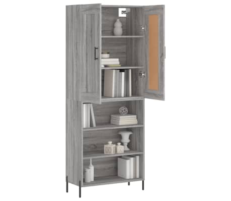 vidaXL Highboard gr&aring; sonoma 69,5x34x180 cm konstruert tre