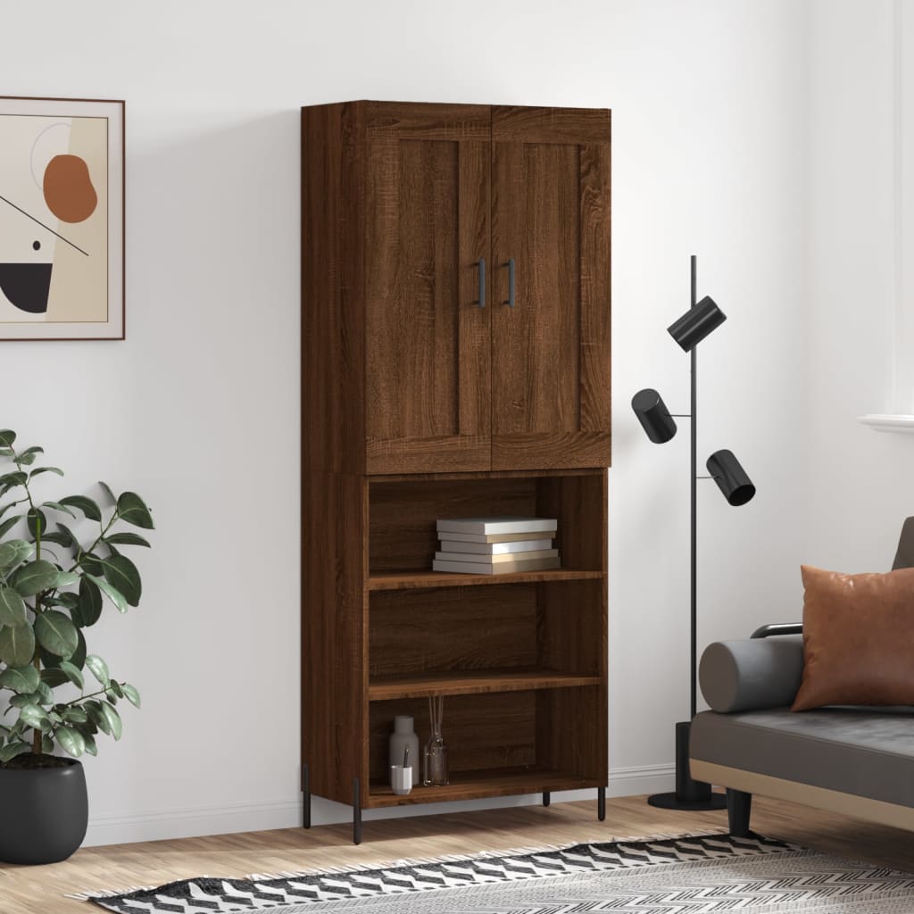 Skříň highboard hnědý dub 69,5 x 34 x 180 cm kompozitní dřevo