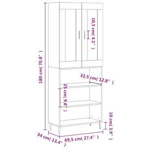 Skříň highboard betonově šedá 69,5x34x180 cm kompozitní dřevo - obrázek 13