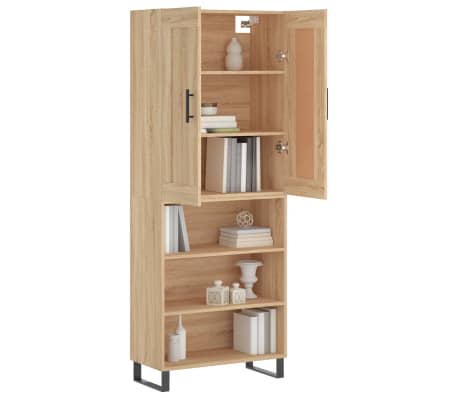 vidaXL Highboard sonoma eik 69,5x34x180 cm konstruert tre