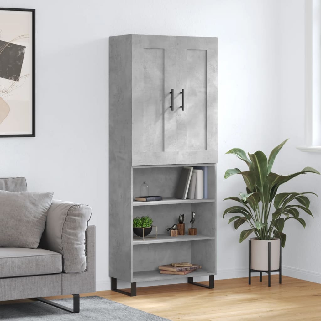 Skříň highboard betonově šedá 69,5x34x180 cm kompozitní dřevo