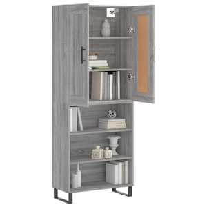 vidaXL Buffet haut Sonoma gris 69,5x34x180 cm Bois d'ing&eacute;nierie