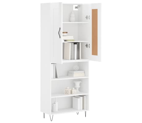 vidaXL Buffet haut Blanc brillant 69,5x34x180 cm Bois d'ingénierie