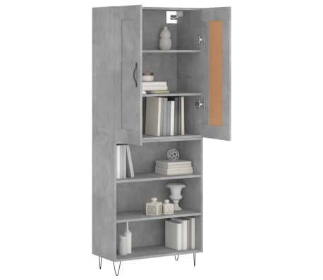 vidaXL Buffet haut Gris béton 69,5x34x180 cm Bois d'ingénierie